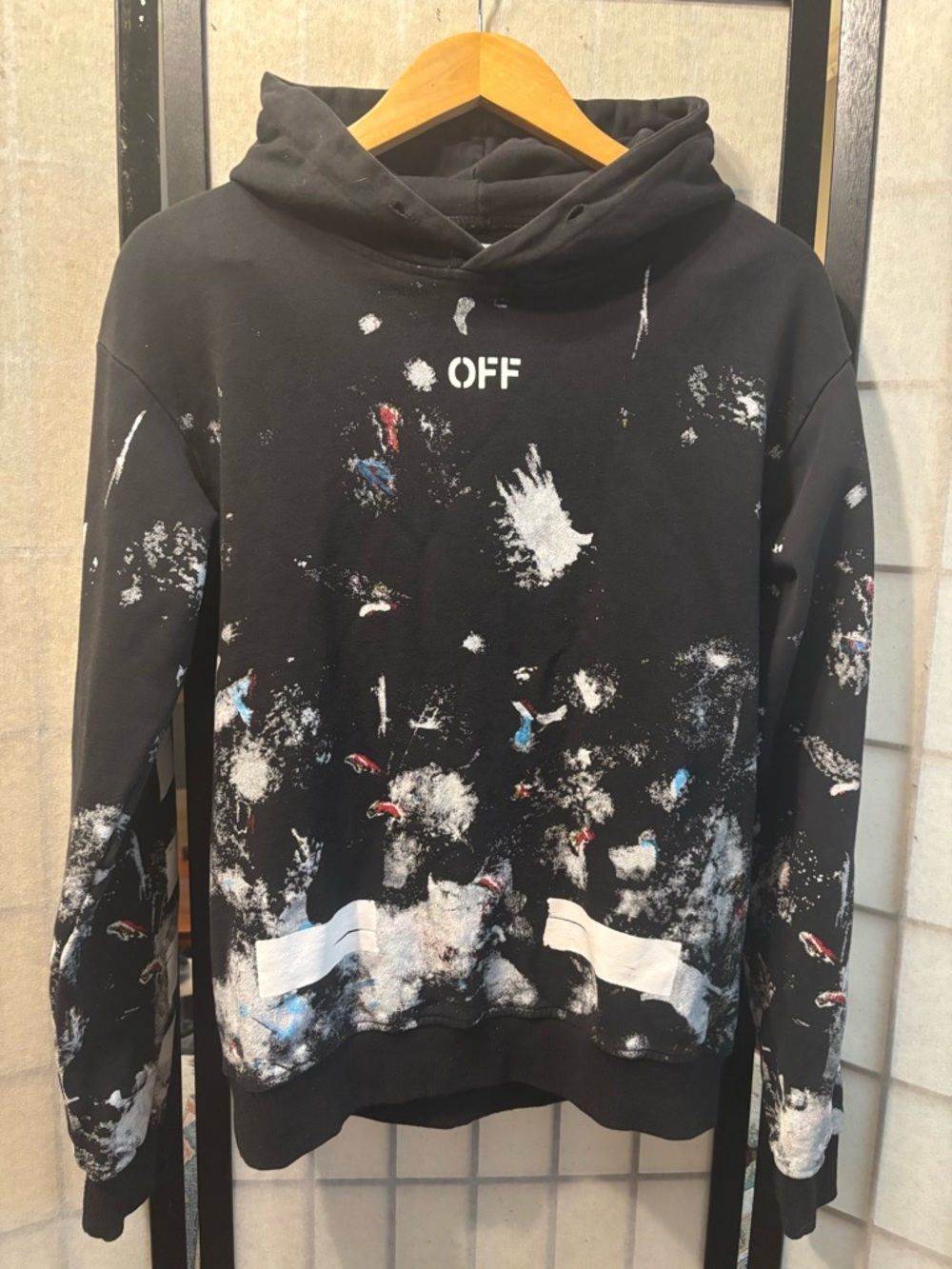 OFF WHITE Seeing Things Galaxy Brush Designer Virgil Abloh Paint Splatter Hoodie